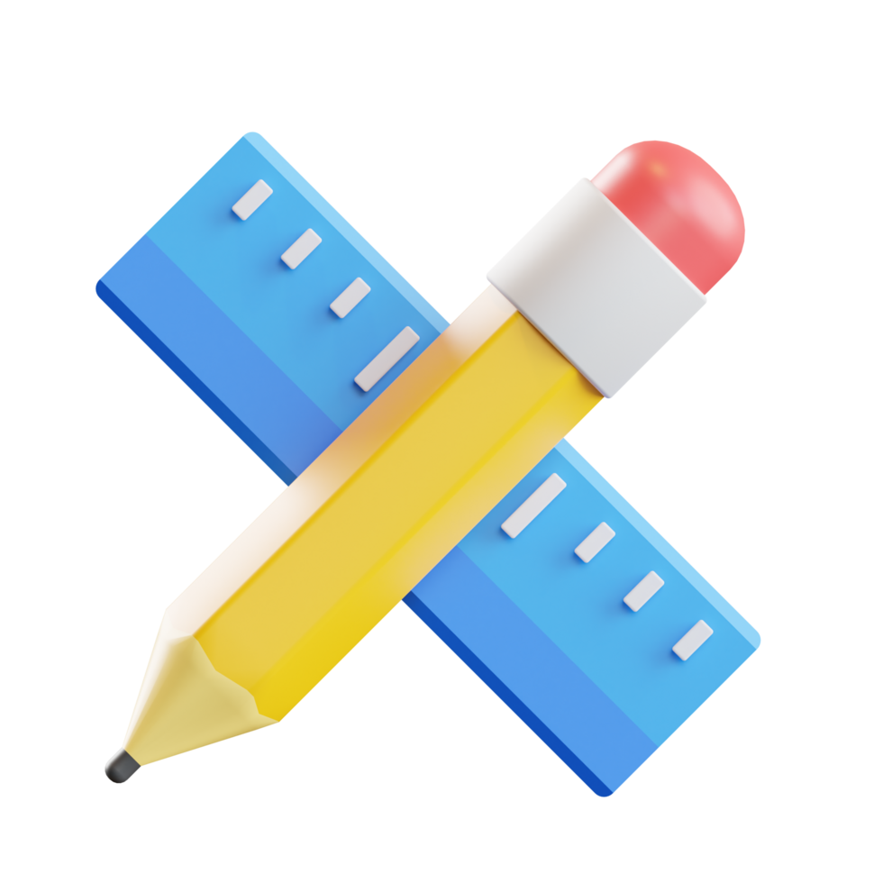 Pencil And Scale 3d Illustration png