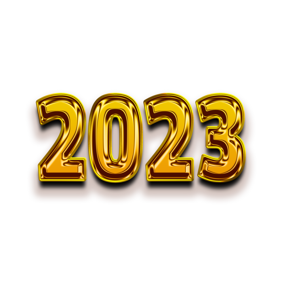 frohes neues jahr 2023 gold 3d png