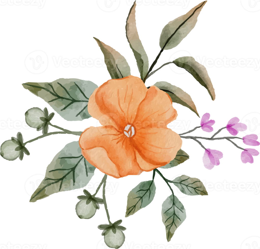 elegante arranjo de flores em aquarela png