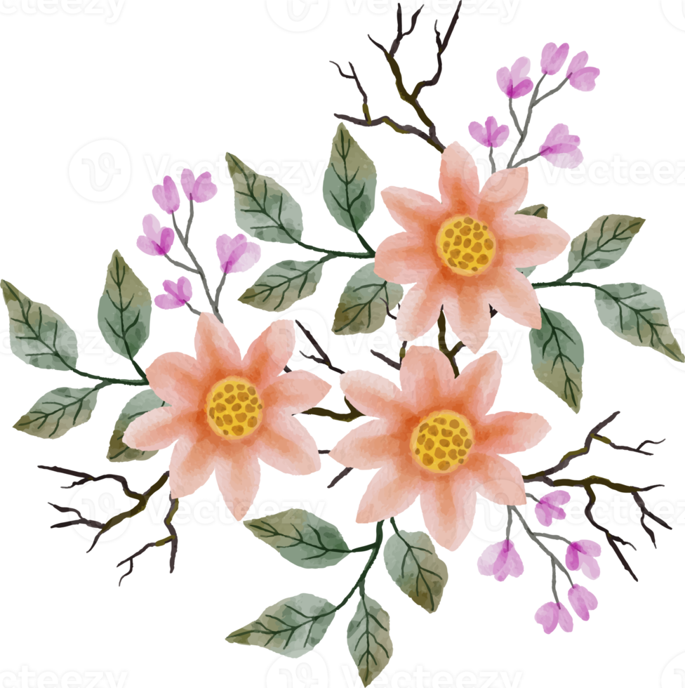 elegant watercolor flower arrangement png