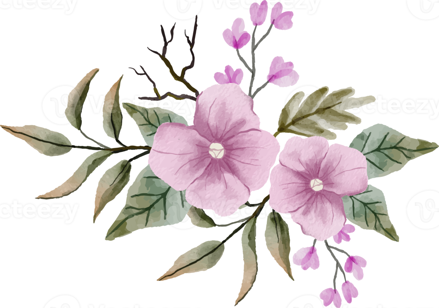 elegante arreglo floral en acuarela png