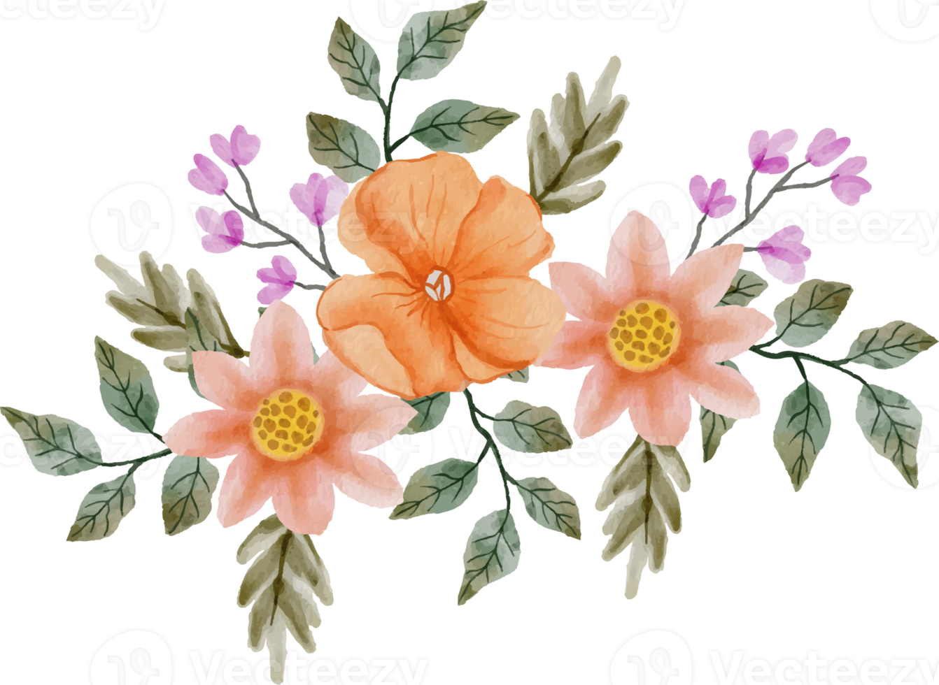 elegant watercolor flower arrangement png