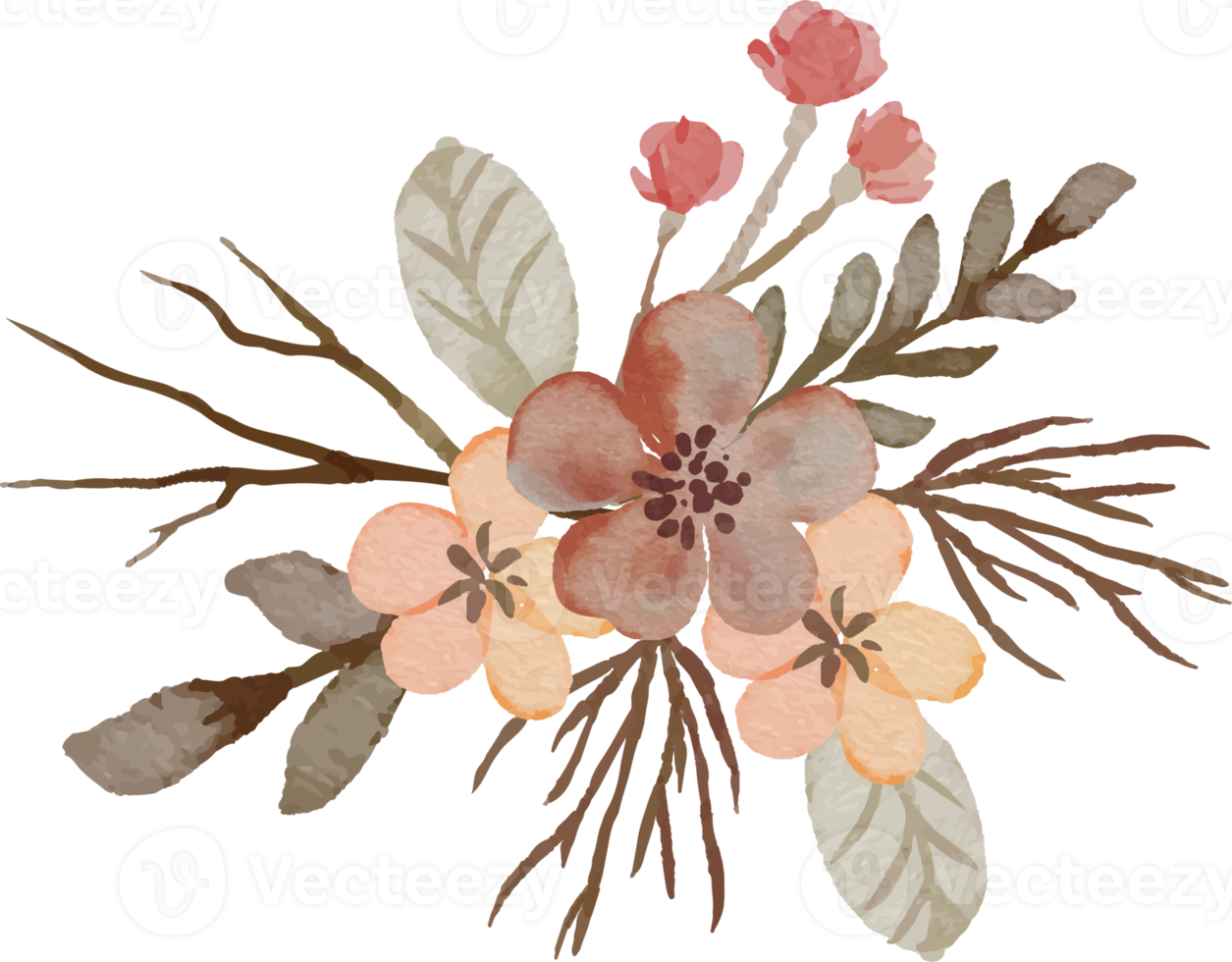 elegantes Vintage-Aquarell-Blumenarrangement png