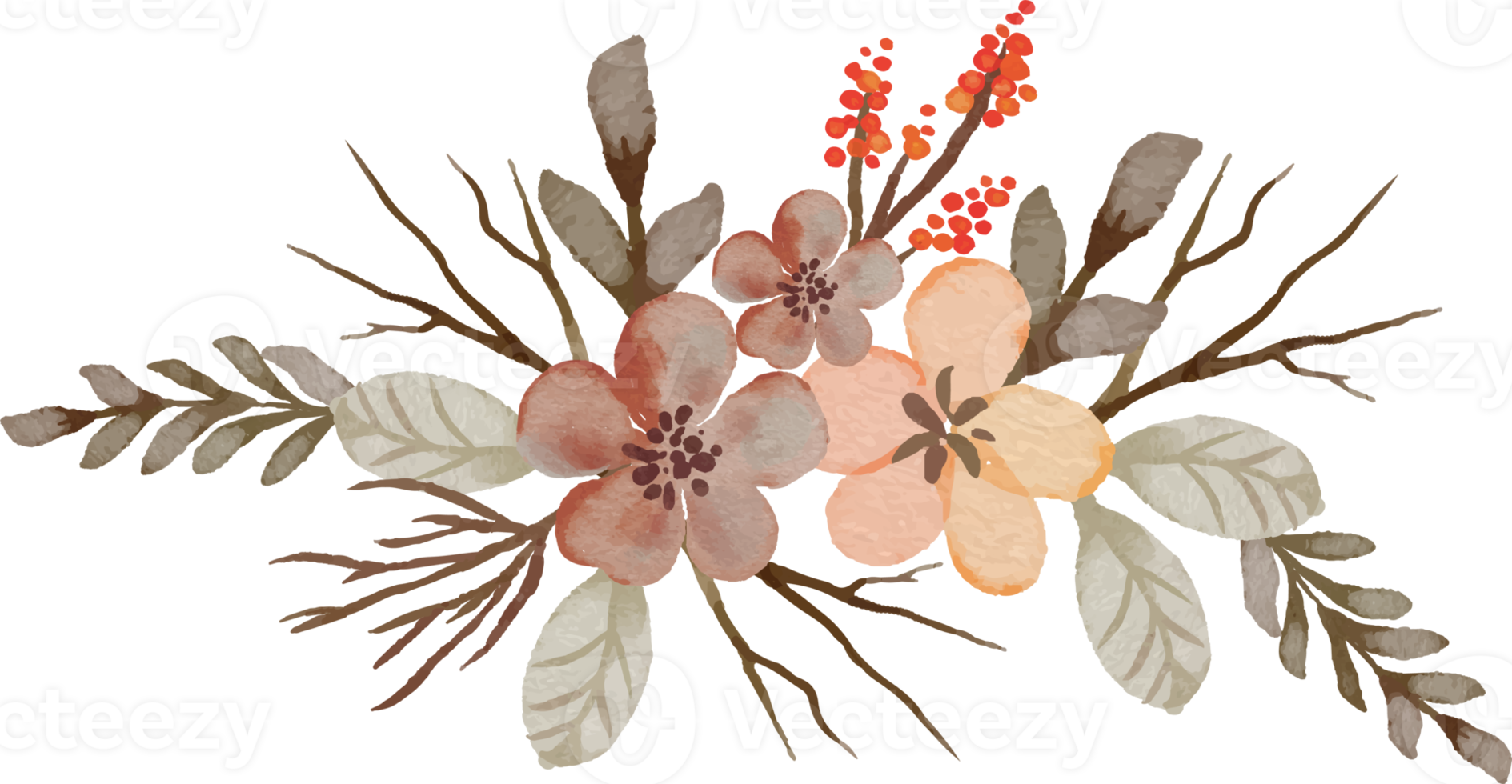 elegant vintage watercolor flower arrangement png