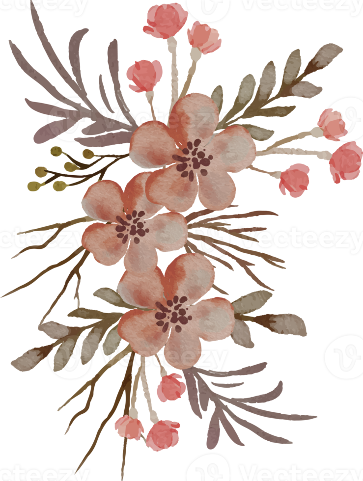 elegant vintage watercolor flower arrangement png