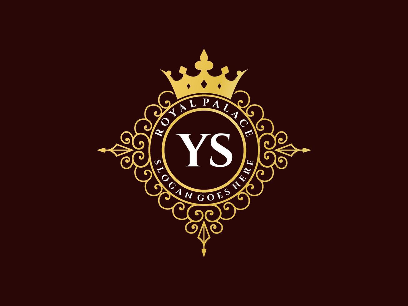 letra ys antiguo logotipo victoriano real de lujo con marco ornamental. vector