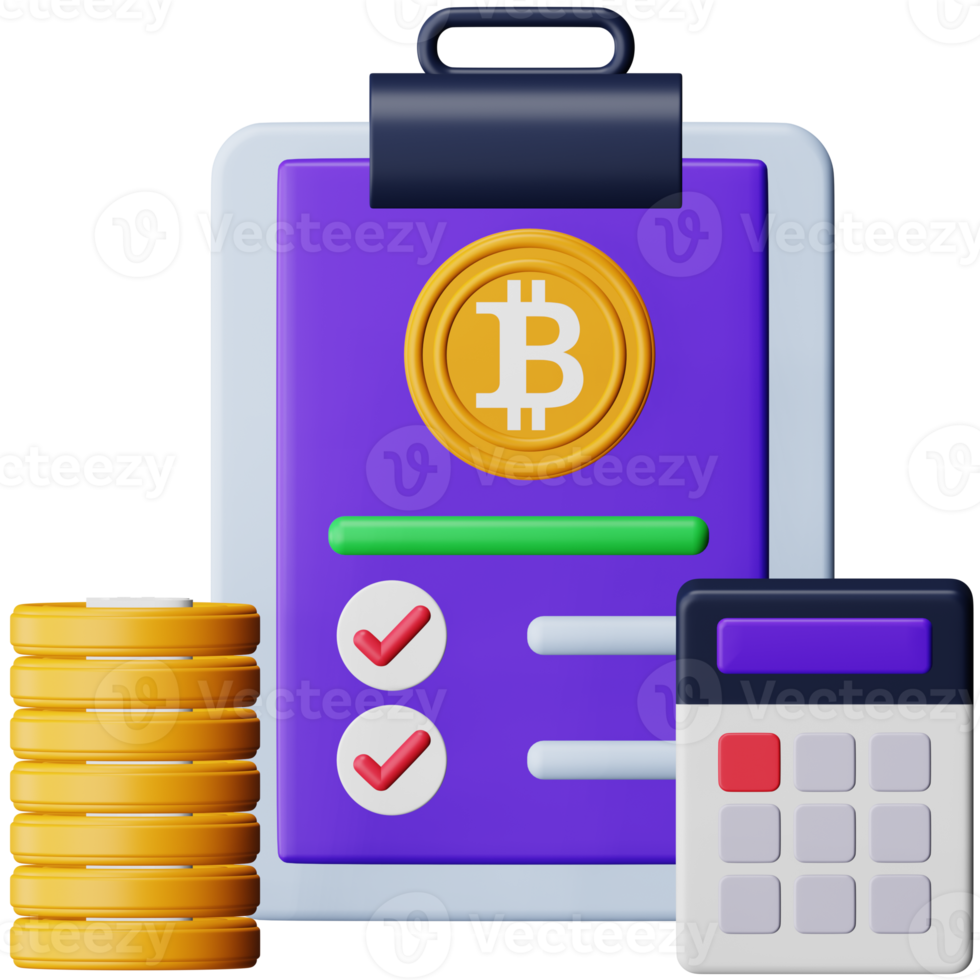 bitcoin contabilidad 3d renderizado icono isométrico. png