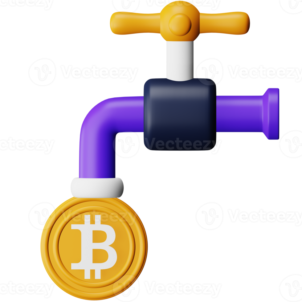 Coin faucet 3d rendering isometric icon. png