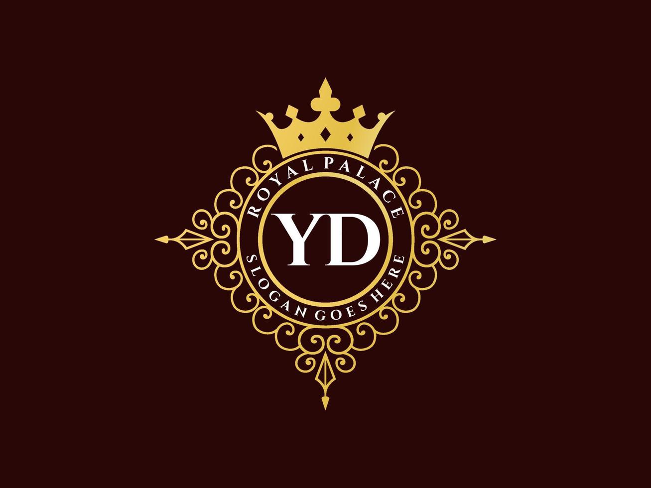 letra yd logotipo victoriano de lujo real antiguo con marco ornamental. vector