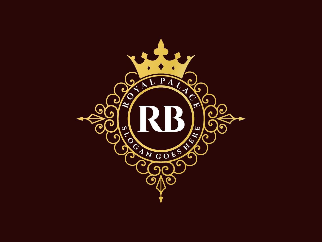 letra rb logotipo victoriano de lujo real antiguo con marco ornamental. vector