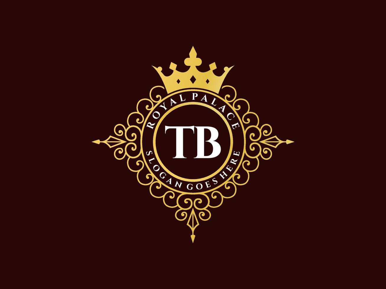 letra tb logotipo victoriano de lujo real antiguo con marco ornamental. vector