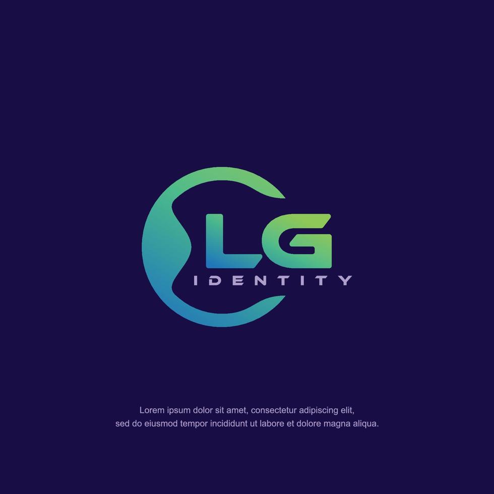 vector de plantilla de logotipo de línea circular de letra inicial lg con mezcla de color degradado