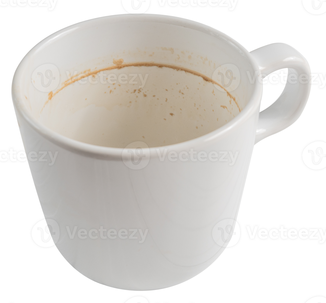 Coffee cup with coffee stains have not washed the cup isolated png