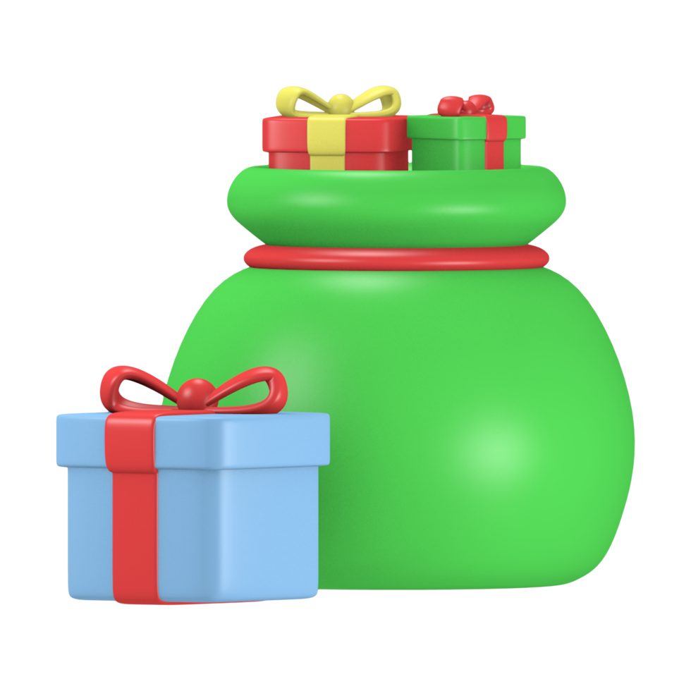 3d Render Cute Icon gift Bag Winter Christmas png