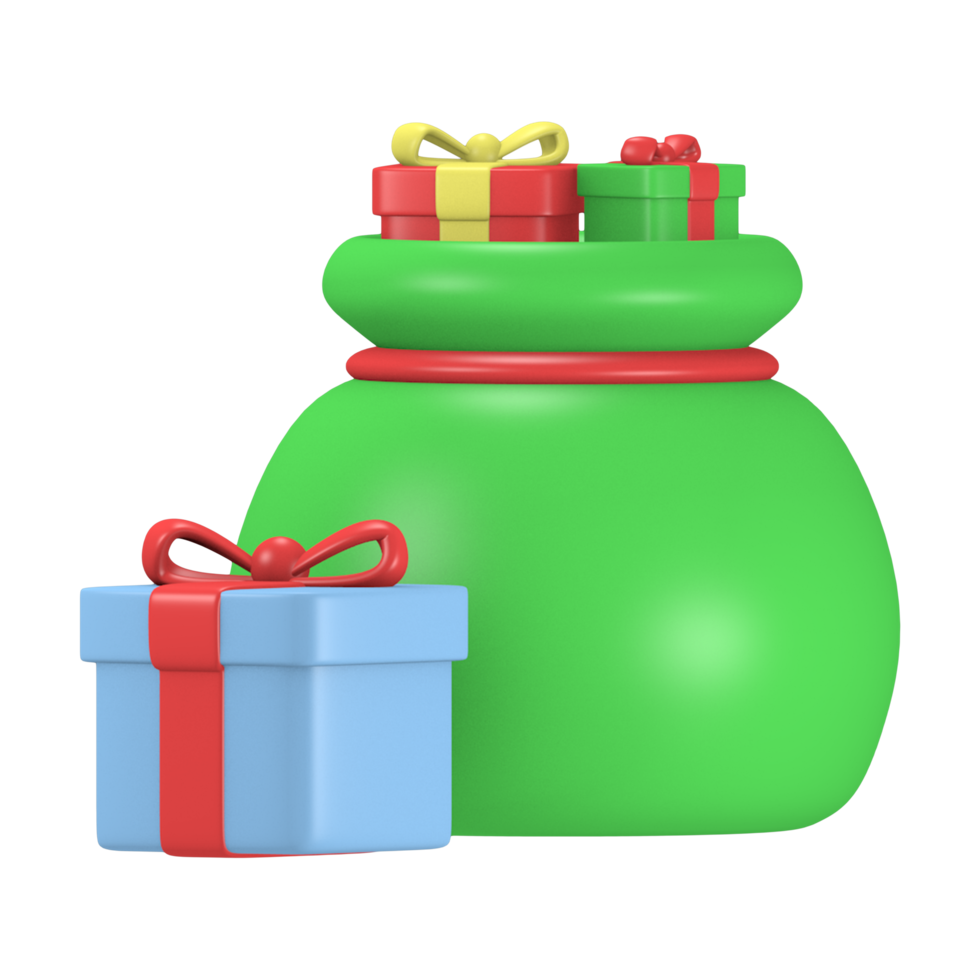 3d render lindo icono bolsa de regalo invierno navidad png