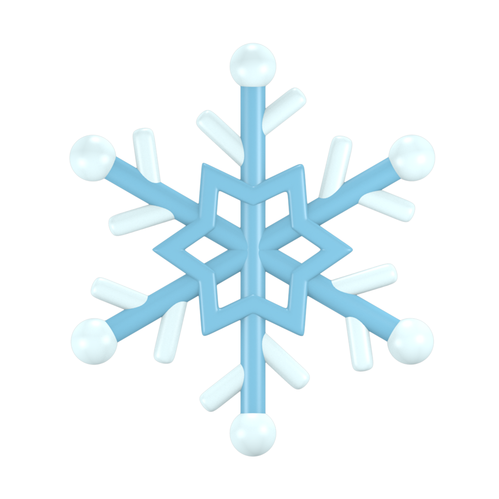 3d render lindo icono copo de nieve invierno navidad png