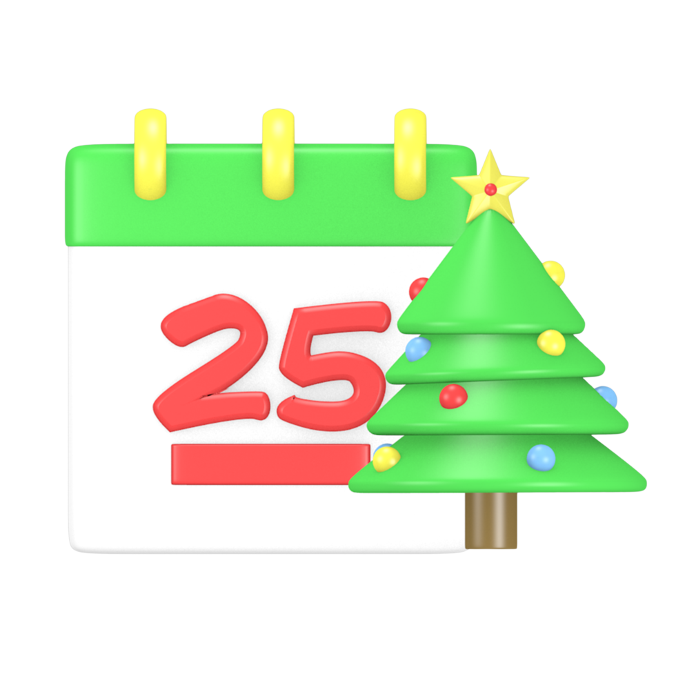 3d render lindo icono calendario invierno navidad png