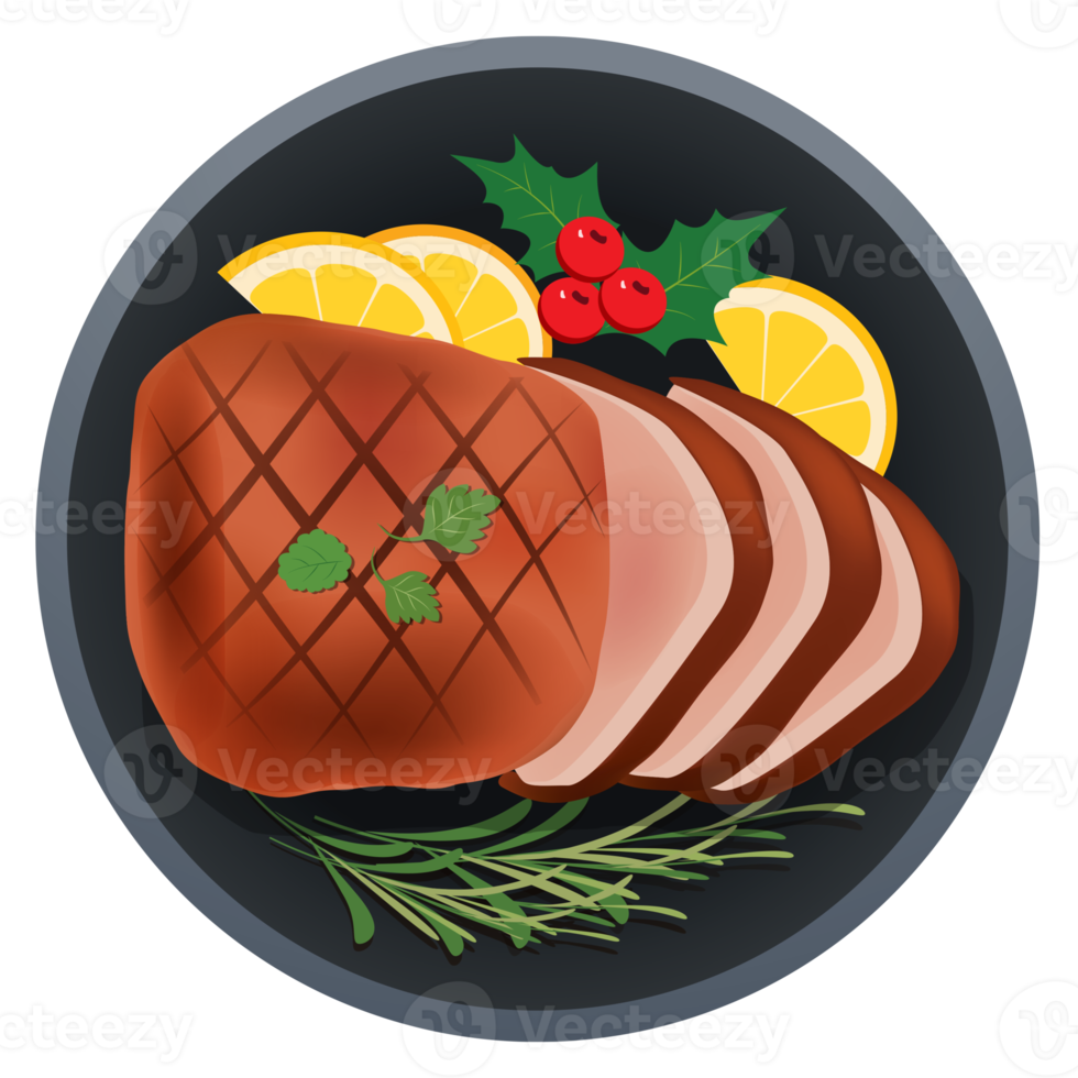 glazed ham food for festival christmas and thanksgiving png