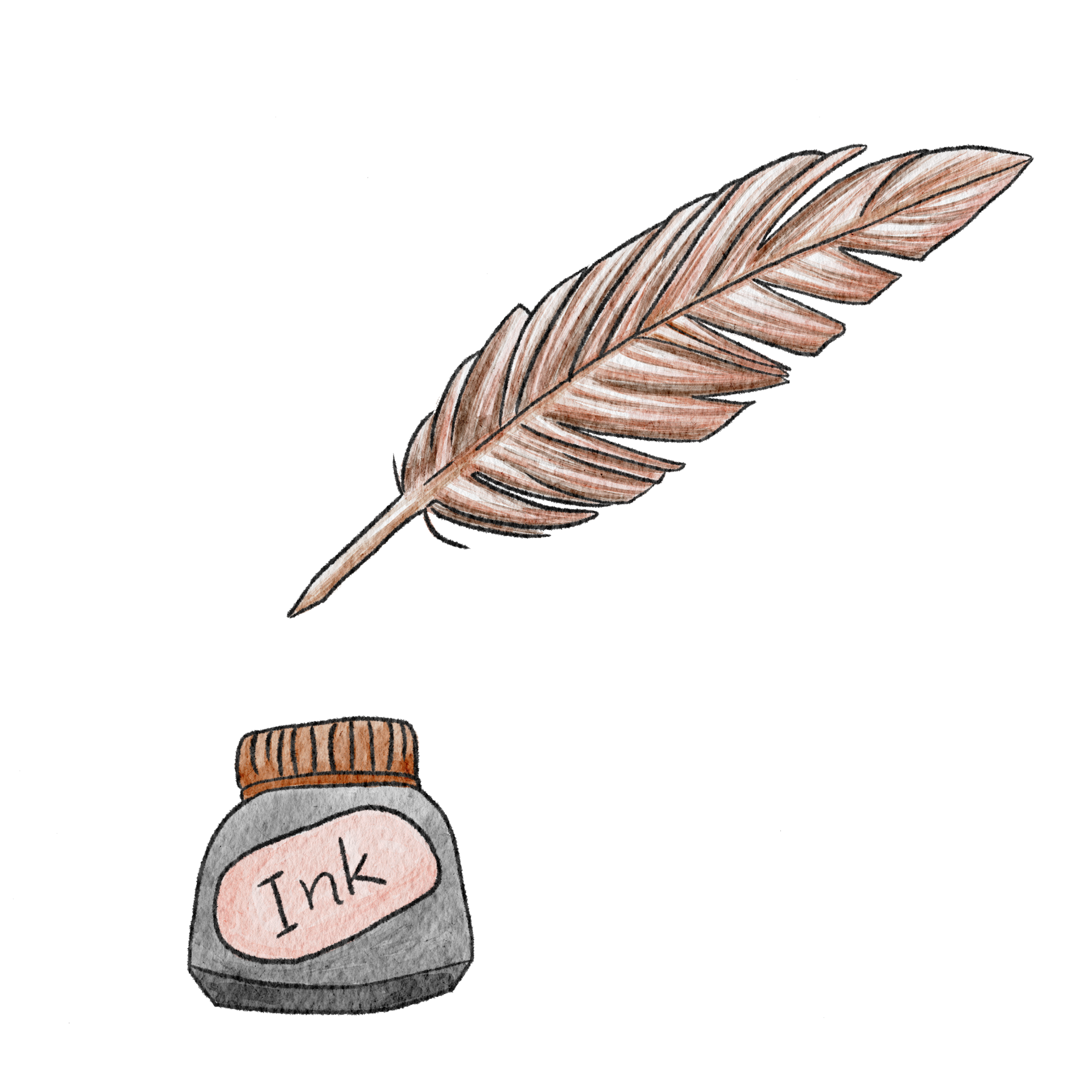 Watercolor illustration school supplies feather ink 13392174 PNG