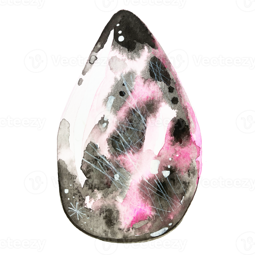 Watercolor illustration of a crystal Rhodonite png