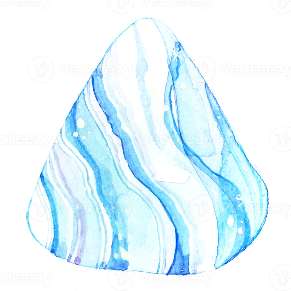 Watercolor illustration of crystal Blue Lace Agate png