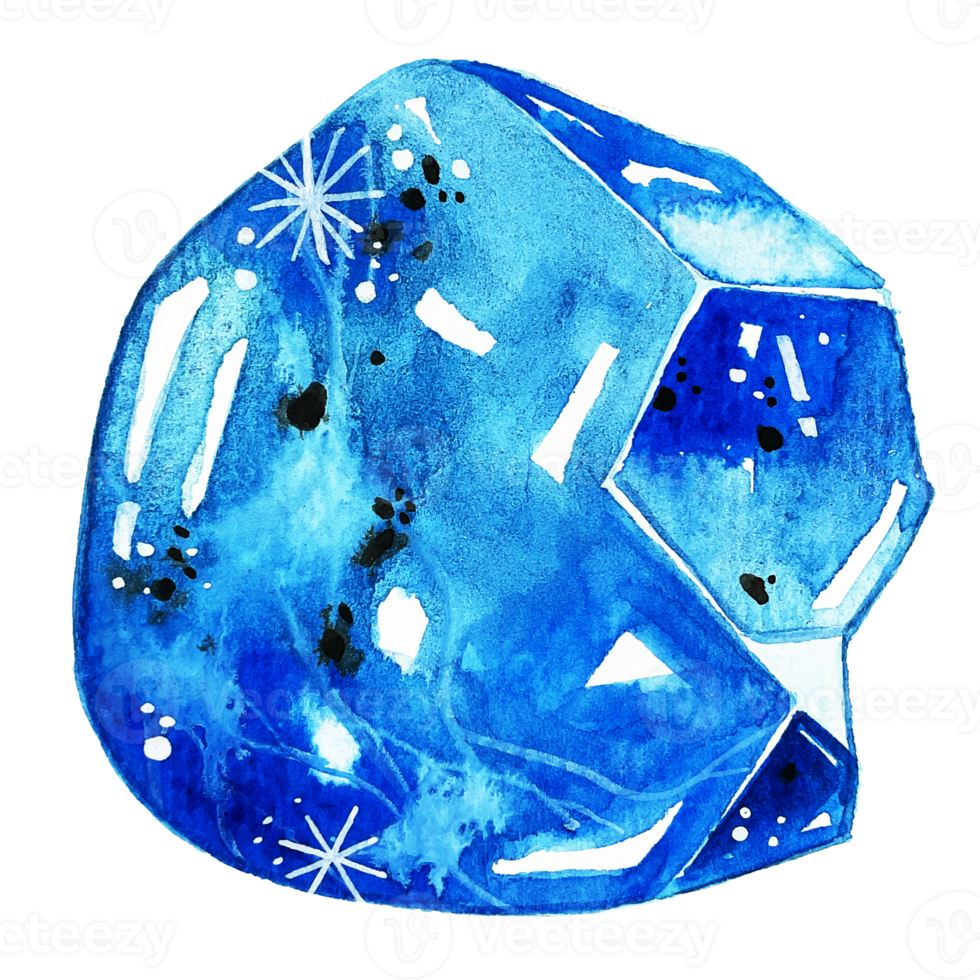 Watercolor illustration of a crystal sodalite png