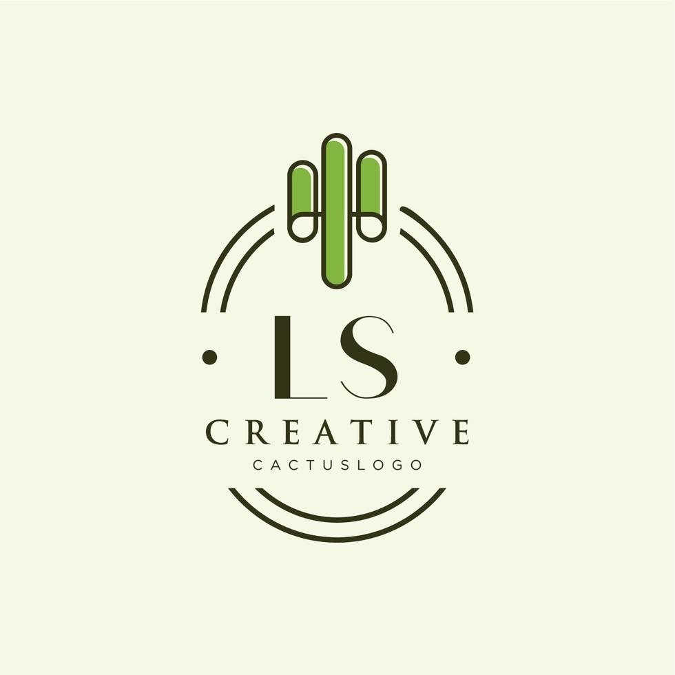 LS Initial letter green cactus logo vector