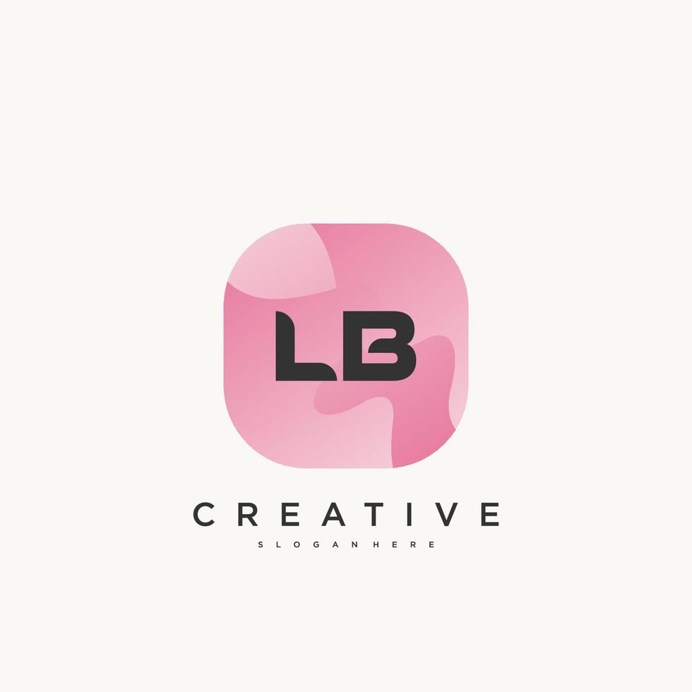 LB Initial Letter logo icon design template elements with wave colorful art vector