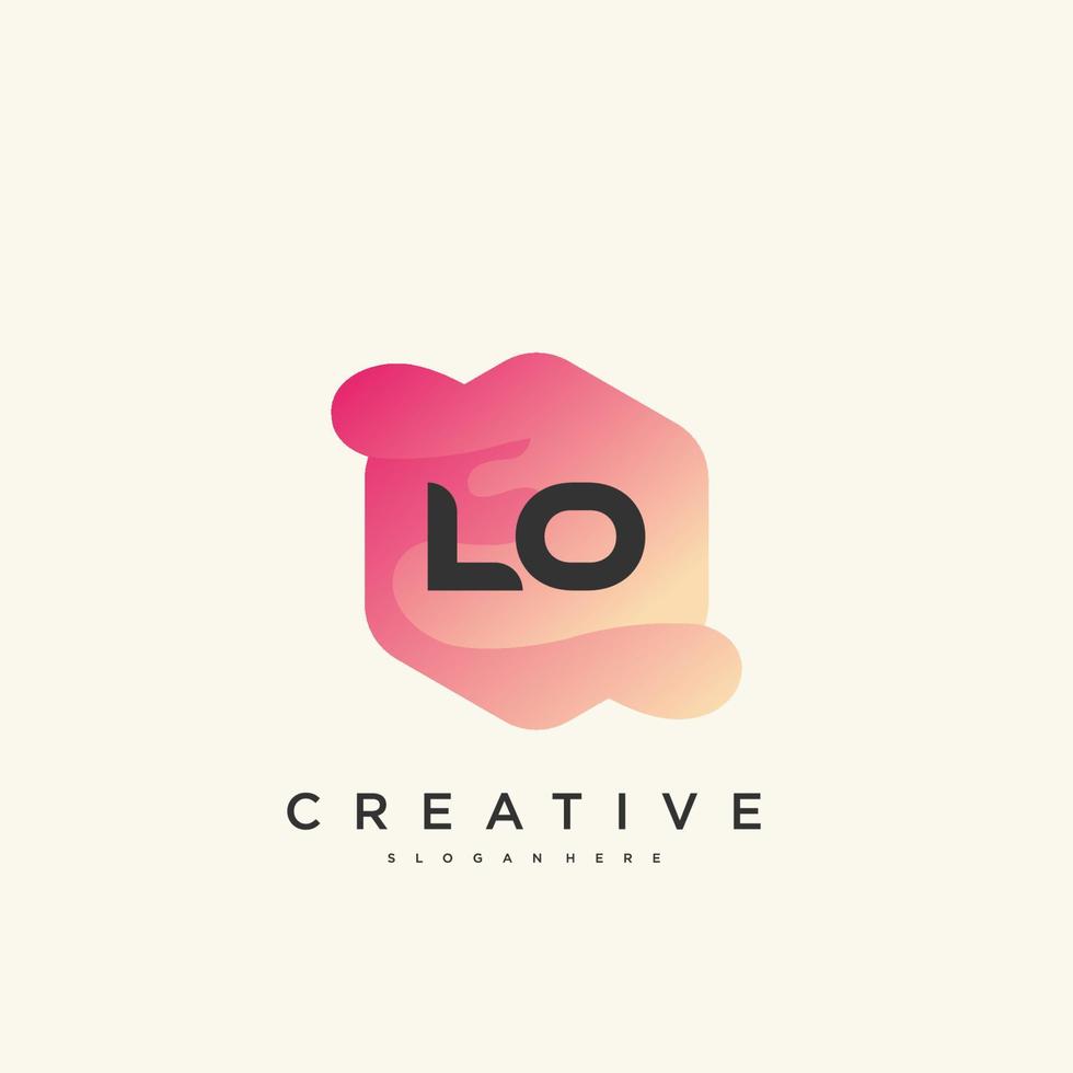 LO Initial Letter logo icon design template elements with wave colorful art vector