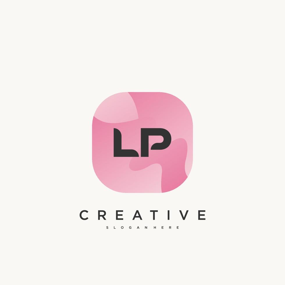 LP Initial Letter logo icon design template elements with wave colorful art vector