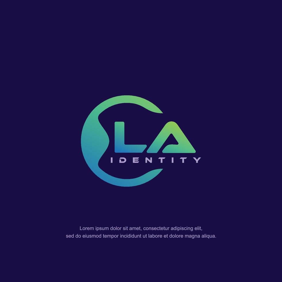 LA Initial letter circular line logo template vector with gradient color blend