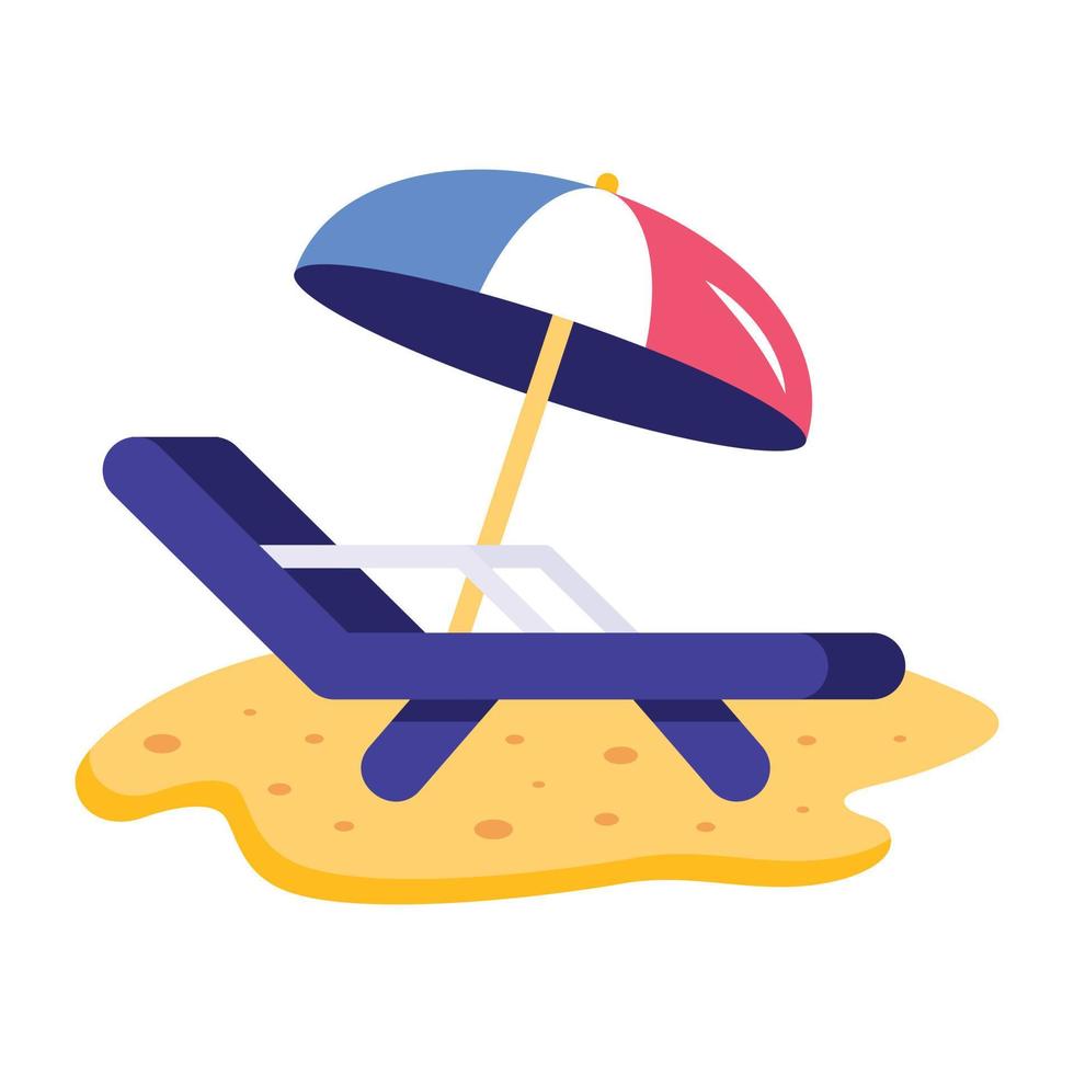 un icono de vector plano de cama de playa