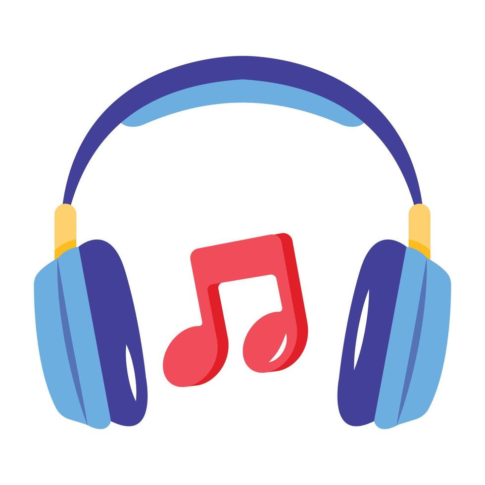 Icon of music headphones flat design vector