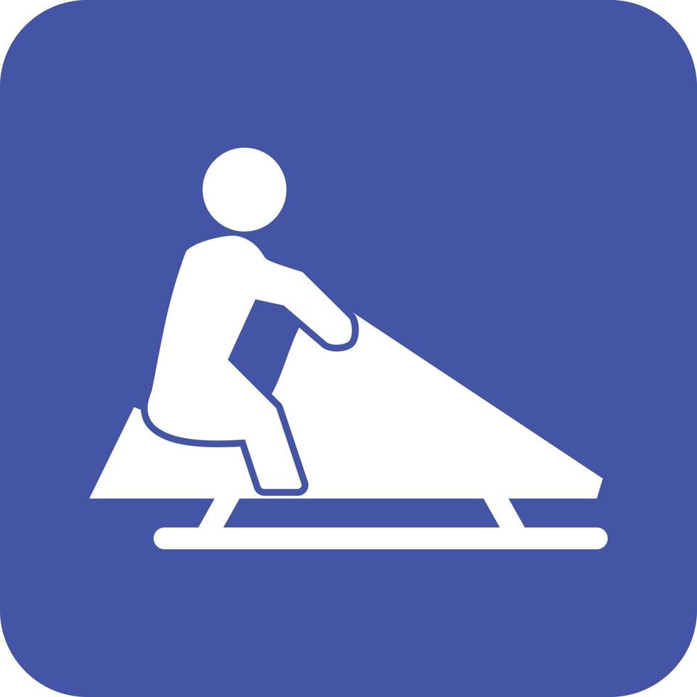 Riding Sled Glyph Round Background Icon vector