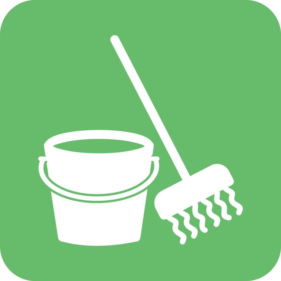 Mopping Glyph Round Background Icon vector