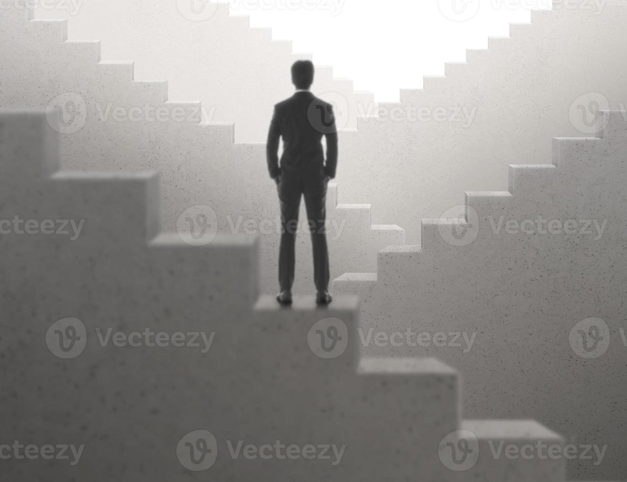 Successful businessman standing on the stairs. successful business concept photo