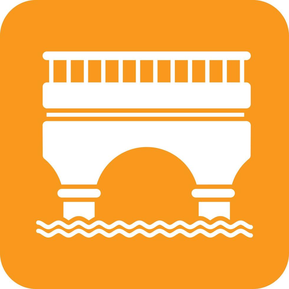 Bridge Glyph Round Background Icon vector