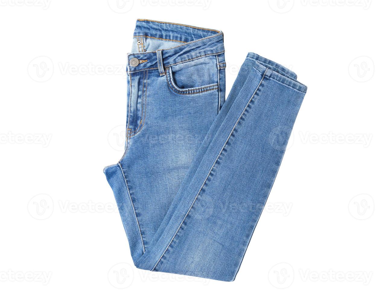 Denim isolated on white background, jeans isoalted over white copy space mock up photo