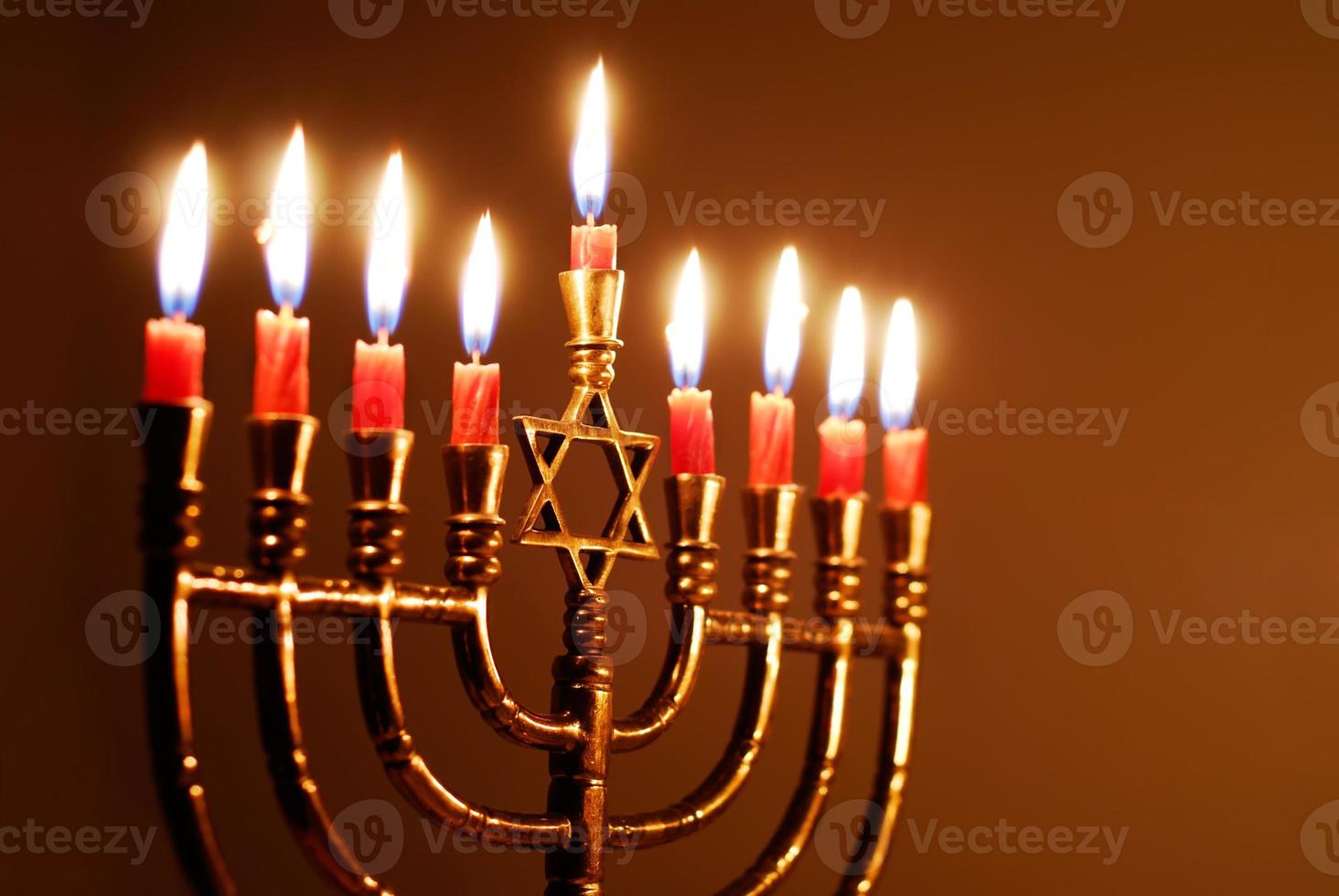 Hanukkah Menorah with Red Candles photo