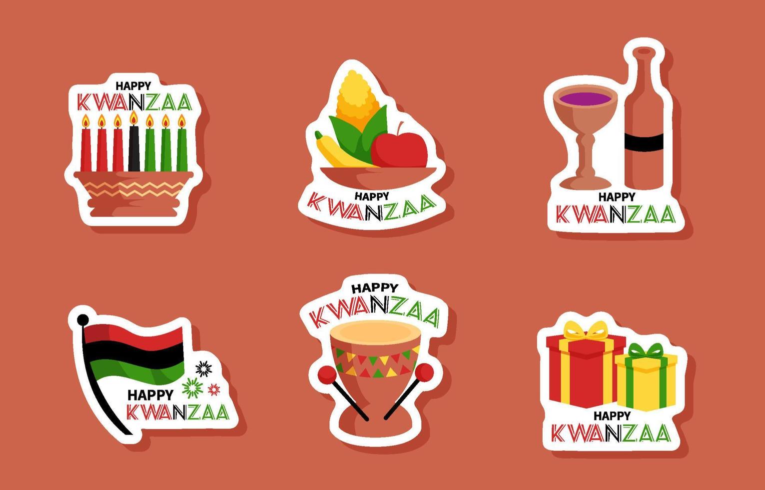 Happy Kwanzaa Sticker Template vector