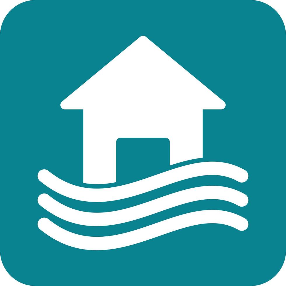 House in Flood Glyph Round Background Icon vector