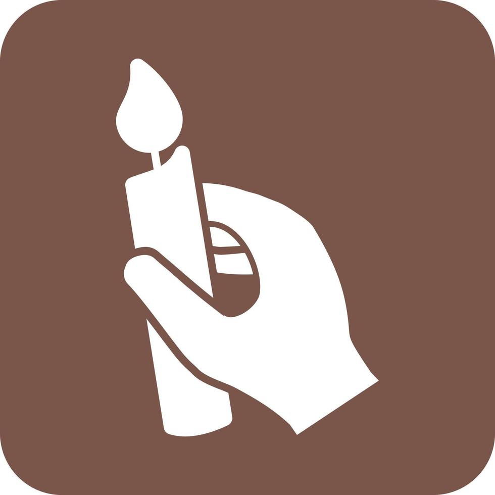 Holding Candle Glyph Round Background Icon vector