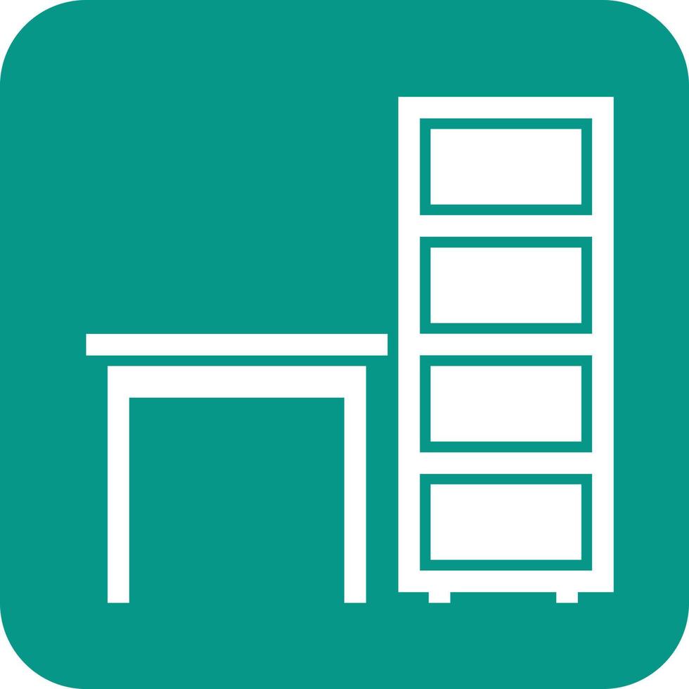 Table with Shelves Glyph Round Background Icon vector