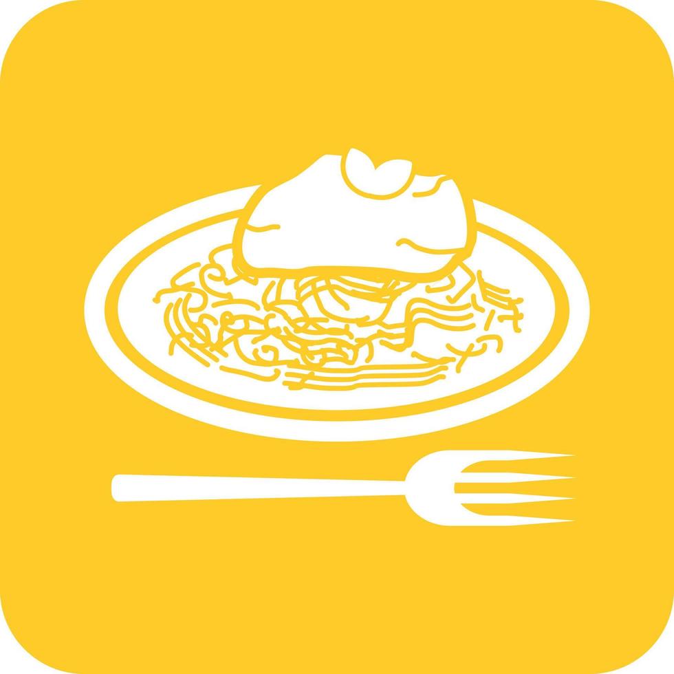 icono de fondo redondo de glifo de espagueti a la boloñesa vector