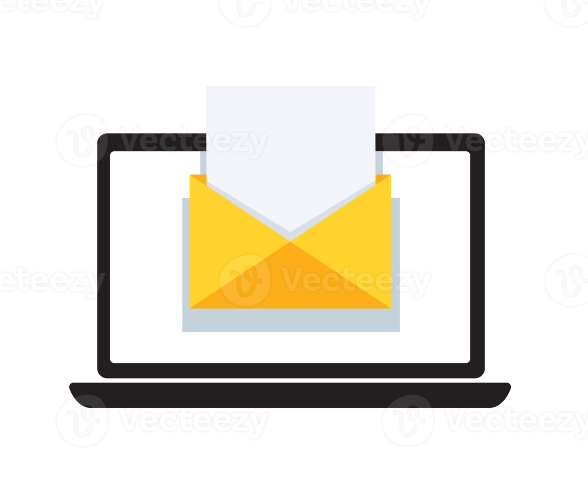 laptop computer with email notification png