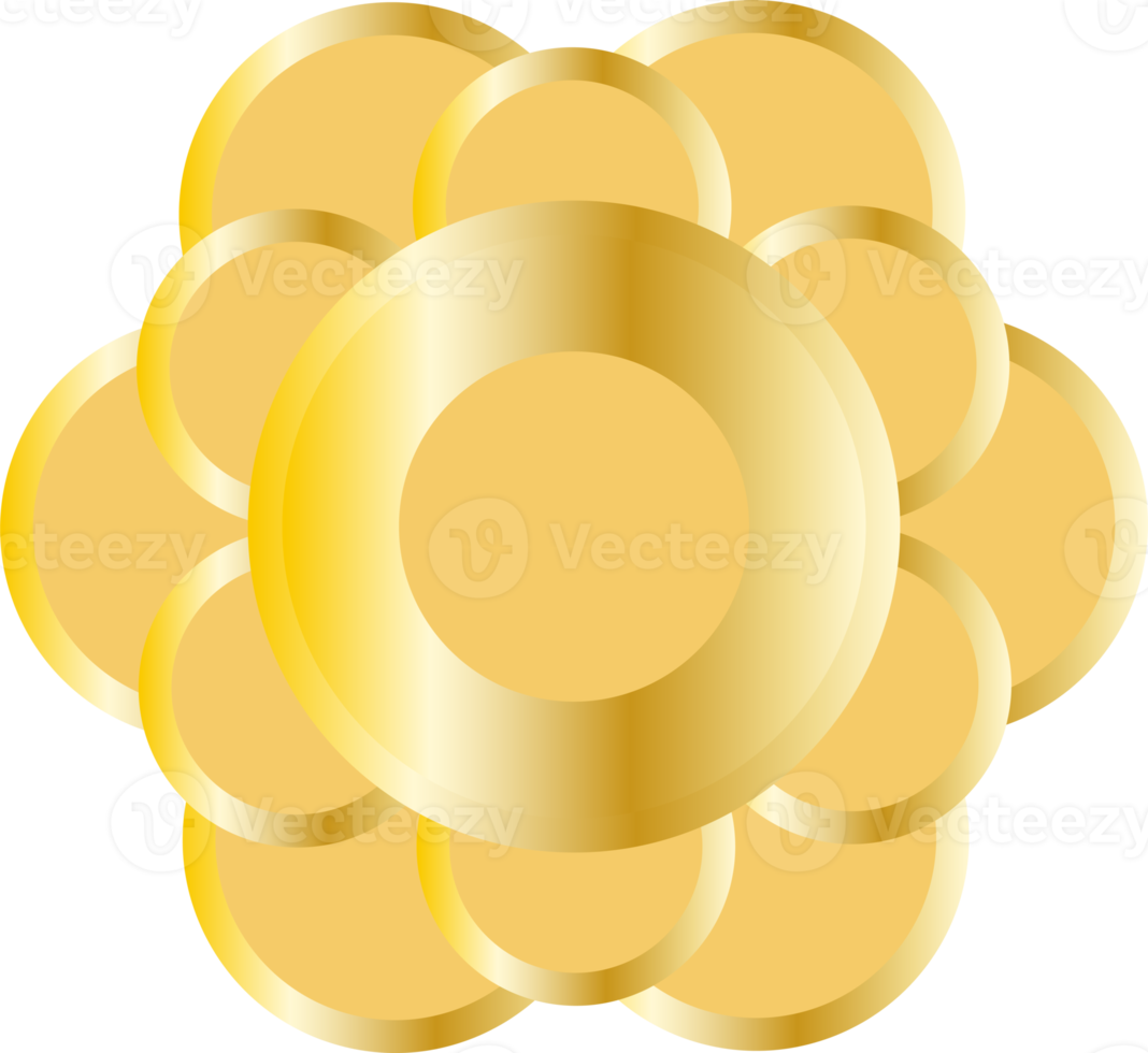 Traditional Gold Gradient Chinese Flowers. New Year Desing Element png