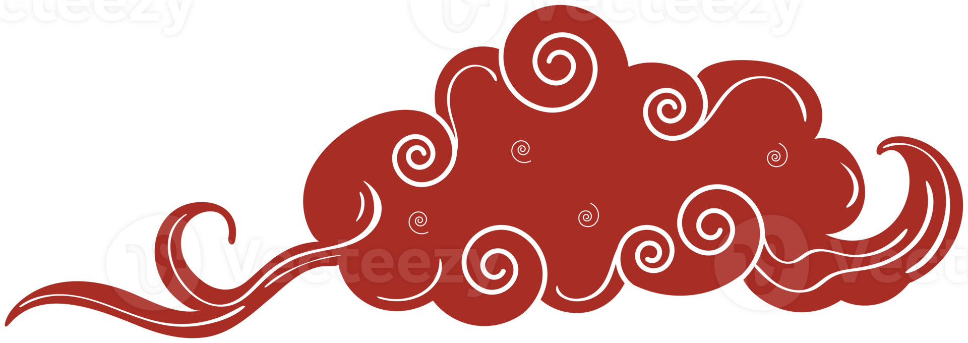 Chinese wolk. traditioneel gebogen rood en wit ontwerp element png