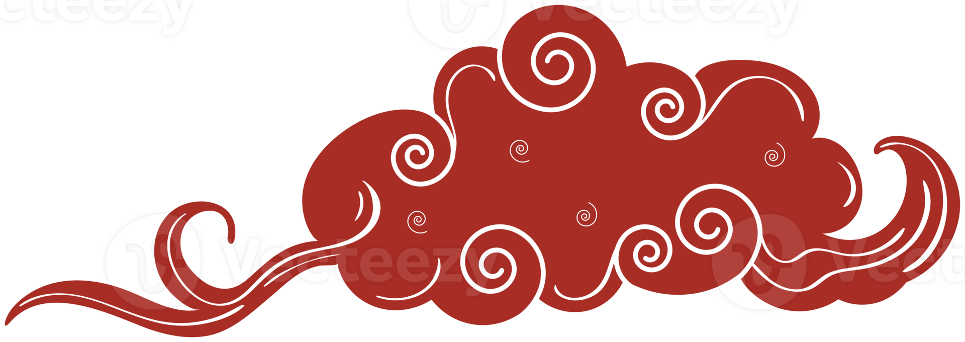 Chinese Cloud. Traditional Curved Red and White Design Element png