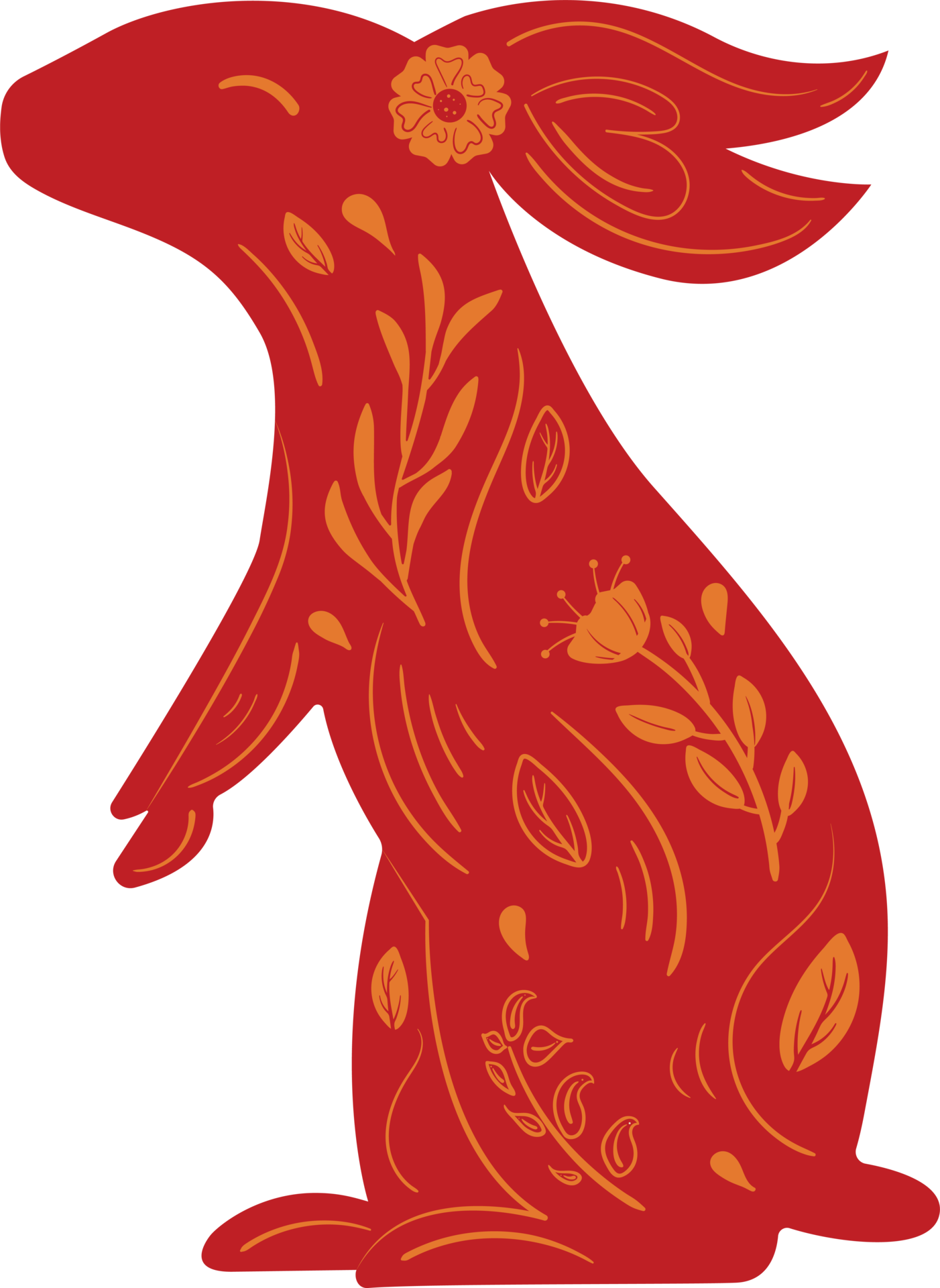 chinese-new-year-red-zodiac-rabbit-with-orange-floral-ornament-13394521-png