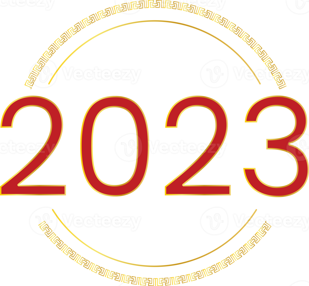 2023 New Year Number with Ornament Gold Gradient Arches png